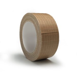 Papieren Plakband 50mmx25mtr, bruin kruislings versterkt